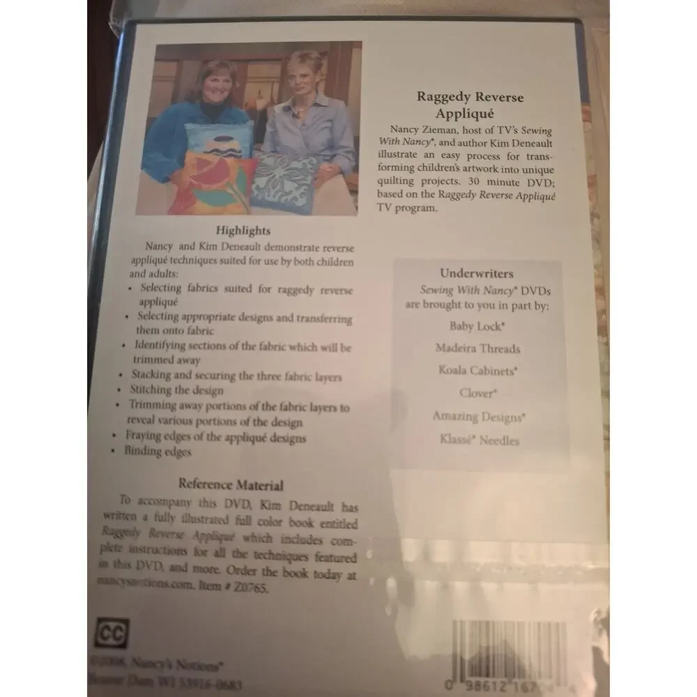 Sewing with Nancy Zieman DVD Raggedy Reverse Applique NEW